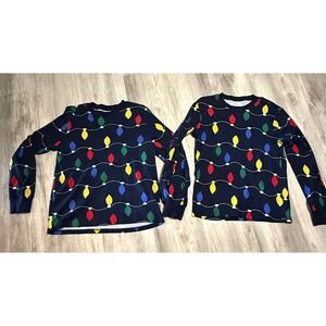 Carters Adult Long Sleeve Pajama Top Holiday‎ Christmas Lights set Navy Blue